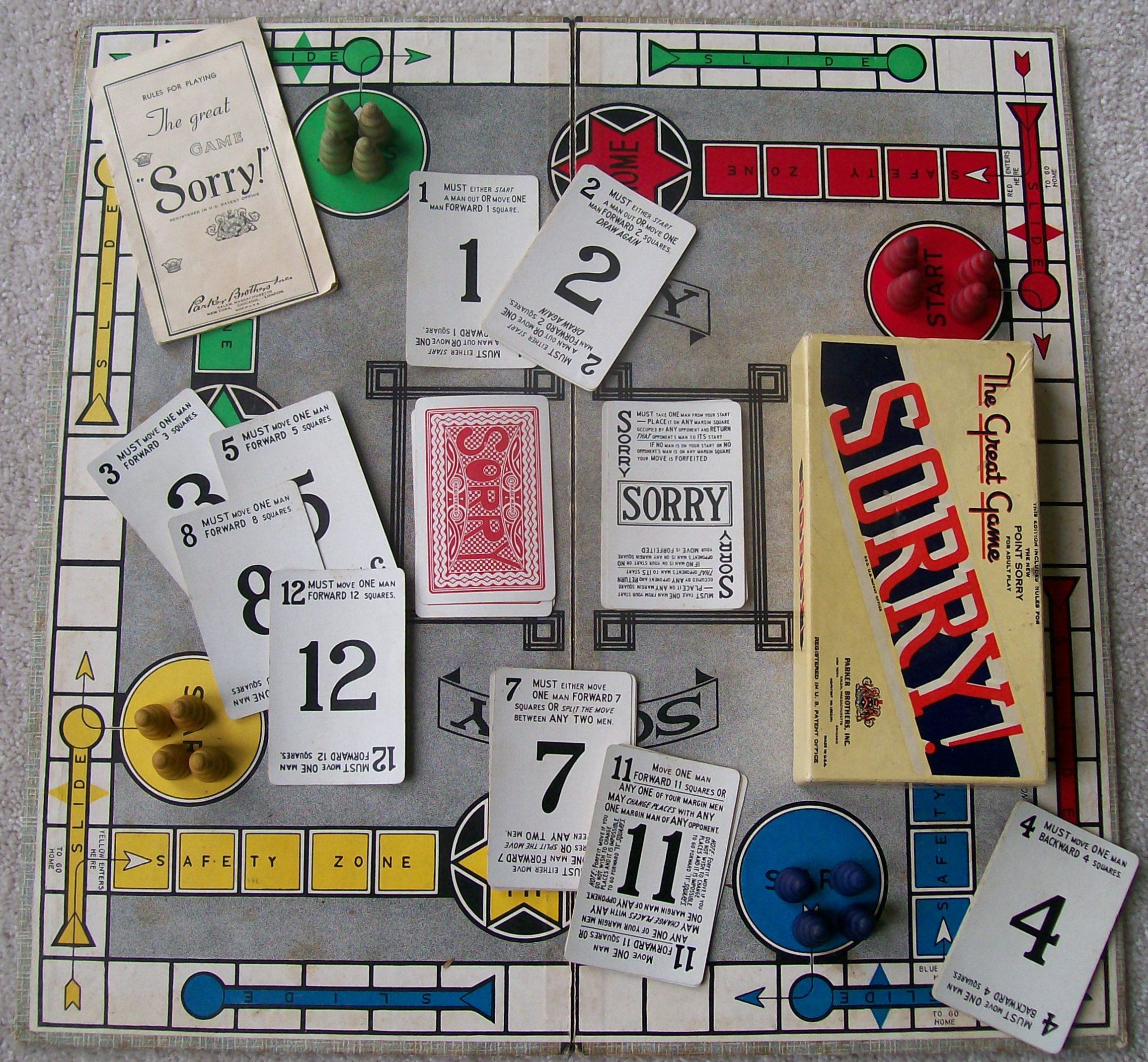 Sorry Board Game Cards