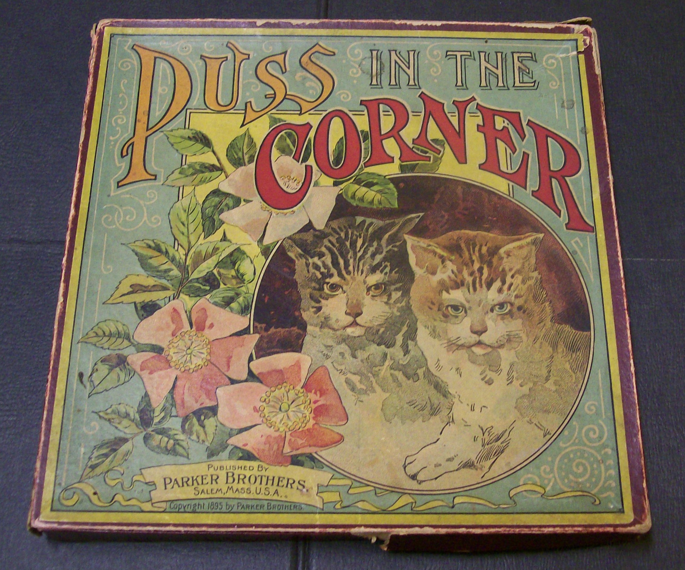 Puss in the Corner: Old Parker Brothers Cat Board Game