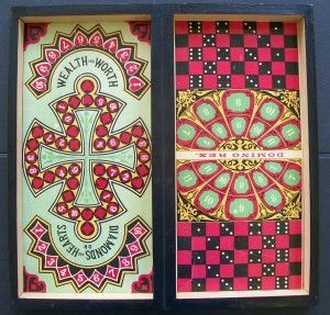 1875 mcloughlin bros domino rex and diamond and hearts game boards