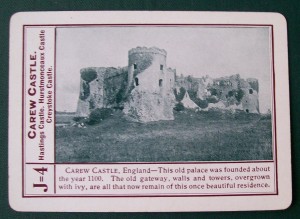 1896 fireside game company carew castle game card