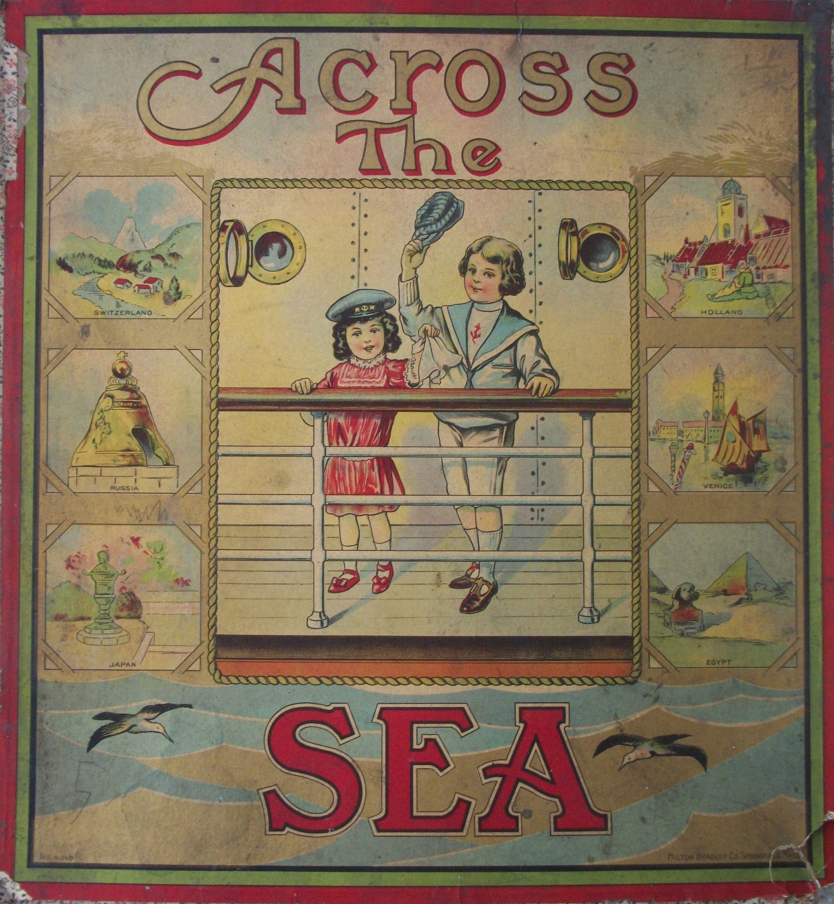 Antique Game of Across the Sea by Milton Bradley