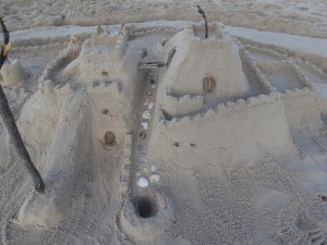 beach game of mini golf sand castle