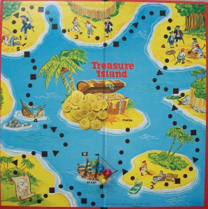 old milton bradley game board treasure island